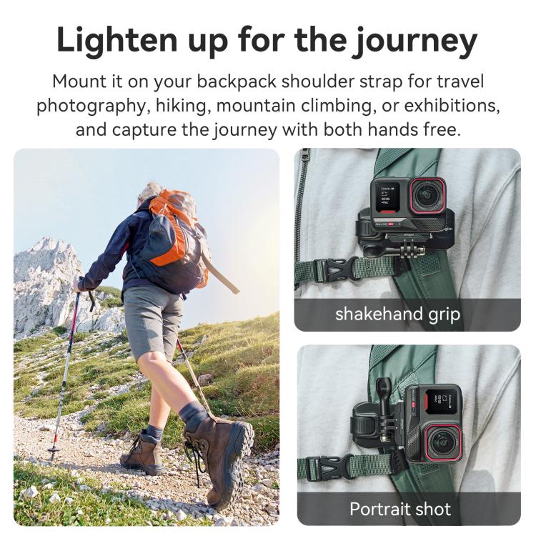 aMagisn 360-degree Rotation Ball Head Backpack Clip for Camera & Smartphone, Rotation Ball