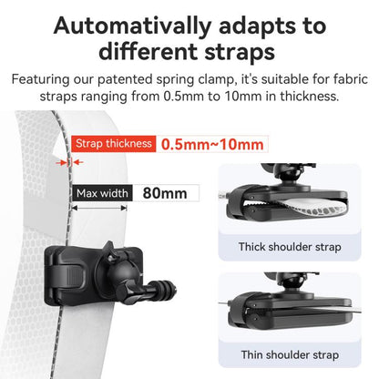 aMagisn 360-degree Rotation Ball Head Backpack Clip for Camera & Smartphone, Rotation Ball