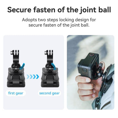 aMagisn 360-degree Rotation Ball Head Backpack Clip for Camera & Smartphone, Rotation Ball