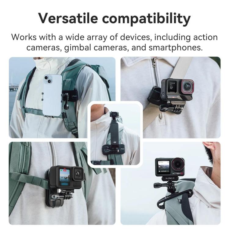 aMagisn 360-degree Rotation Ball Head Backpack Clip for Camera & Smartphone, Rotation Ball