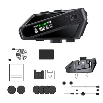 C6 IPX6 Waterproof LED Lighting Wireless Intercom Helmet Bluetooth Headset, Hard Mic, Soft Mic, Soft and Hard Mics