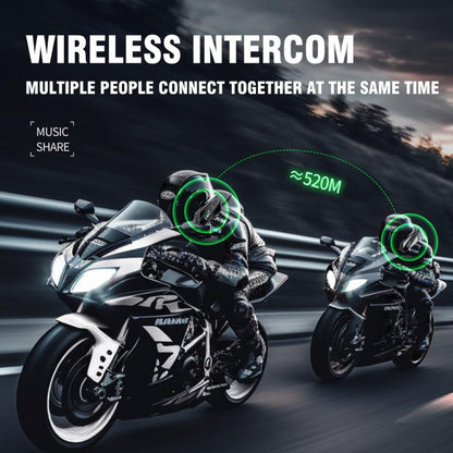 C6 IPX6 Waterproof LED Lighting Wireless Intercom Helmet Bluetooth Headset, Hard Mic, Soft Mic, Soft and Hard Mics