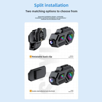 C8Max Motorcycle Intercom Video Helmet Bluetooth Headset HD Video Recorder, Soft Mic, Hard Mic, Soft and Hard Mics