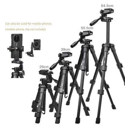 YUNTENG VCT-608 Adjustable Camera Tripod 11.8-25.4 Inch With 360 Degree Rotating 3-Way Pan Head & Gravity Hook