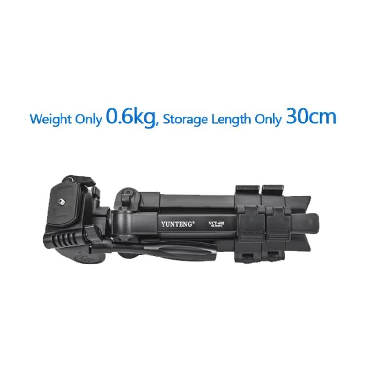 YUNTENG VCT-608 Adjustable Camera Tripod 11.8-25.4 Inch With 360 Degree Rotating 3-Way Pan Head & Gravity Hook