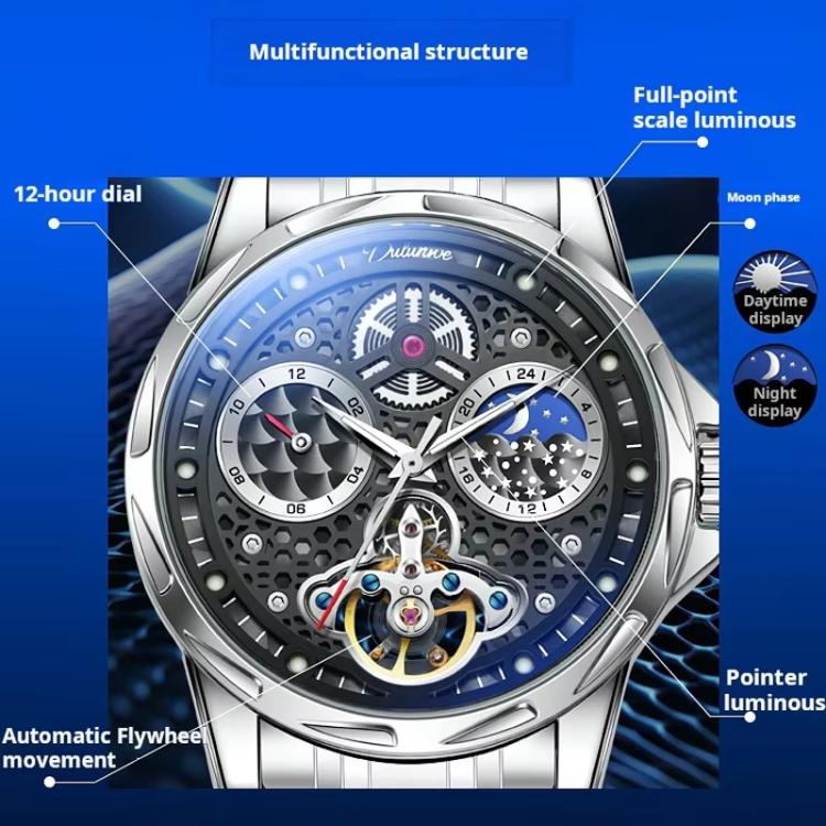 Dulunwe 6060C 30m Waterproof Luminous Automatic Mechanical Watch