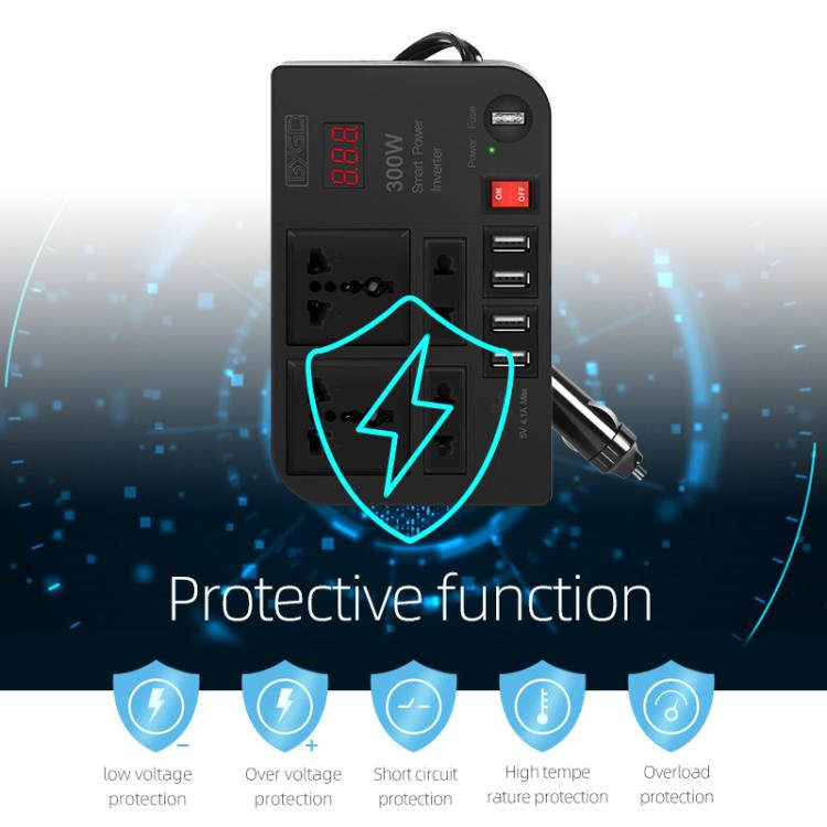 300W Car Inverter DC 12V To AC 220V Car Laptop USB Charging Universal Converter Power Adapter, E8982