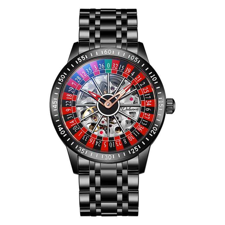 Dulunwe 6061A 30m Waterproof Rotating Dial Mechanical Watch, Rose Gold Steel Strap, Black Steel Strap, White Steel Strap, Rose Gold Red Silicone, White Silicone, Black Silicone, Black Two-color Strap, Rose Gold Two-color Strap, White Two-color Strap