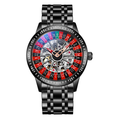 Dulunwe 6061A 30m Waterproof Rotating Dial Mechanical Watch, Rose Gold Steel Strap, Black Steel Strap, White Steel Strap, Rose Gold Red Silicone, White Silicone, Black Silicone, Black Two-color Strap, Rose Gold Two-color Strap, White Two-color Strap