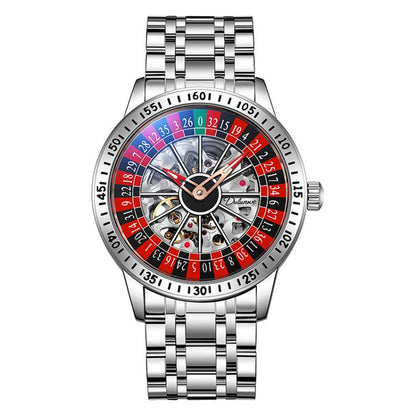 Dulunwe 6061A 30m Waterproof Rotating Dial Mechanical Watch, Rose Gold Steel Strap, Black Steel Strap, White Steel Strap, Rose Gold Red Silicone, White Silicone, Black Silicone, Black Two-color Strap, Rose Gold Two-color Strap, White Two-color Strap
