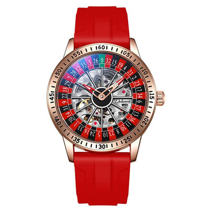 Dulunwe 6061A 30m Waterproof Rotating Dial Mechanical Watch, Rose Gold Steel Strap, Black Steel Strap, White Steel Strap, Rose Gold Red Silicone, White Silicone, Black Silicone, Black Two-color Strap, Rose Gold Two-color Strap, White Two-color Strap