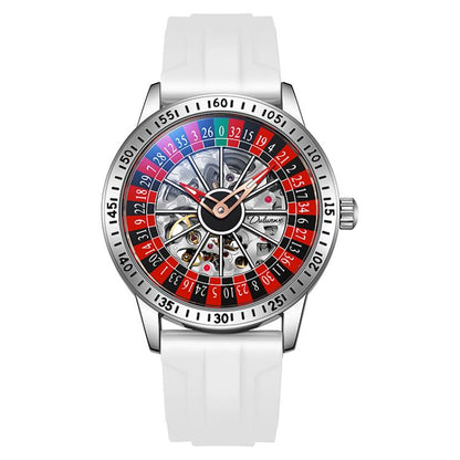 Dulunwe 6061A 30m Waterproof Rotating Dial Mechanical Watch, Rose Gold Steel Strap, Black Steel Strap, White Steel Strap, Rose Gold Red Silicone, White Silicone, Black Silicone, Black Two-color Strap, Rose Gold Two-color Strap, White Two-color Strap