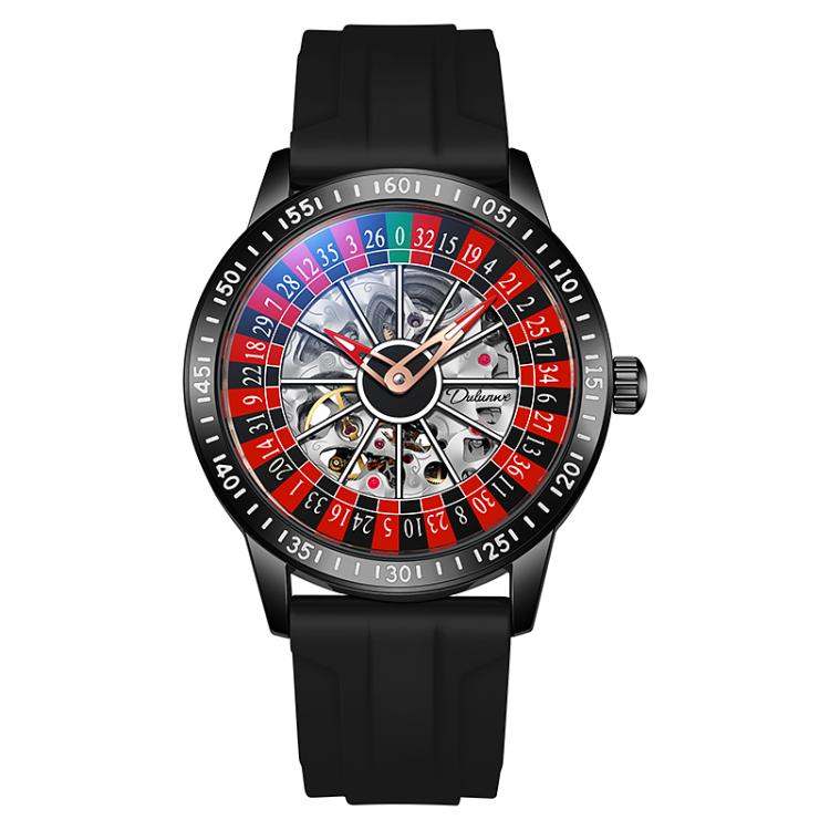 Dulunwe 6061A 30m Waterproof Rotating Dial Mechanical Watch, Rose Gold Steel Strap, Black Steel Strap, White Steel Strap, Rose Gold Red Silicone, White Silicone, Black Silicone, Black Two-color Strap, Rose Gold Two-color Strap, White Two-color Strap
