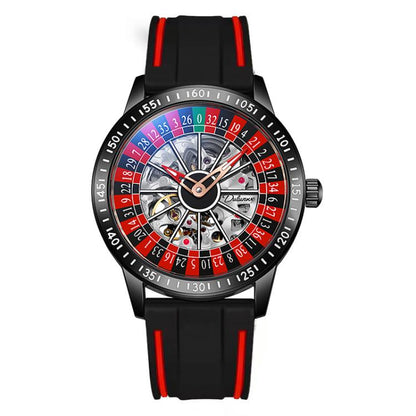 Dulunwe 6061A 30m Waterproof Rotating Dial Mechanical Watch, Rose Gold Steel Strap, Black Steel Strap, White Steel Strap, Rose Gold Red Silicone, White Silicone, Black Silicone, Black Two-color Strap, Rose Gold Two-color Strap, White Two-color Strap