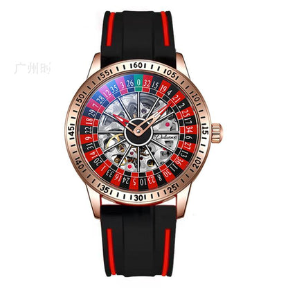 Dulunwe 6061A 30m Waterproof Rotating Dial Mechanical Watch, Rose Gold Steel Strap, Black Steel Strap, White Steel Strap, Rose Gold Red Silicone, White Silicone, Black Silicone, Black Two-color Strap, Rose Gold Two-color Strap, White Two-color Strap