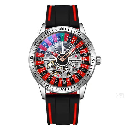 Dulunwe 6061A 30m Waterproof Rotating Dial Mechanical Watch, Rose Gold Steel Strap, Black Steel Strap, White Steel Strap, Rose Gold Red Silicone, White Silicone, Black Silicone, Black Two-color Strap, Rose Gold Two-color Strap, White Two-color Strap