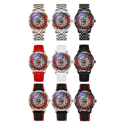 Dulunwe 6061A 30m Waterproof Rotating Dial Mechanical Watch, Rose Gold Steel Strap, Black Steel Strap, White Steel Strap, Rose Gold Red Silicone, White Silicone, Black Silicone, Black Two-color Strap, Rose Gold Two-color Strap, White Two-color Strap