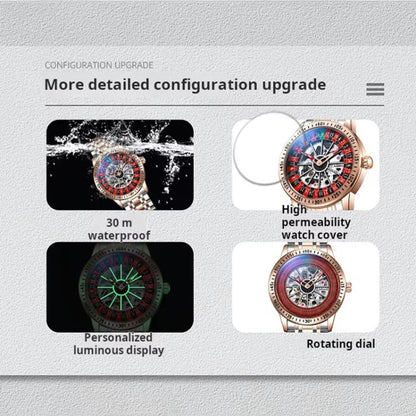 Dulunwe 6061A 30m Waterproof Rotating Dial Mechanical Watch, Rose Gold Steel Strap, Black Steel Strap, White Steel Strap, Rose Gold Red Silicone, White Silicone, Black Silicone, Black Two-color Strap, Rose Gold Two-color Strap, White Two-color Strap