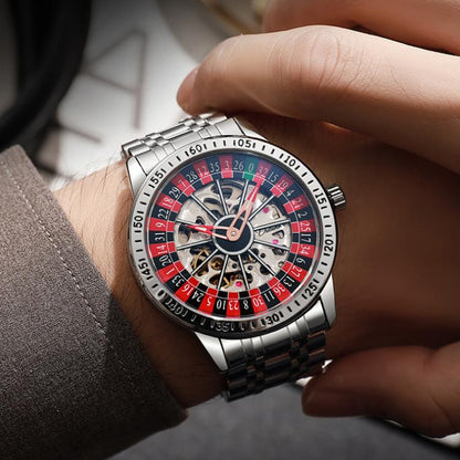 Dulunwe 6061A 30m Waterproof Rotating Dial Mechanical Watch, Rose Gold Steel Strap, Black Steel Strap, White Steel Strap, Rose Gold Red Silicone, White Silicone, Black Silicone, Black Two-color Strap, Rose Gold Two-color Strap, White Two-color Strap
