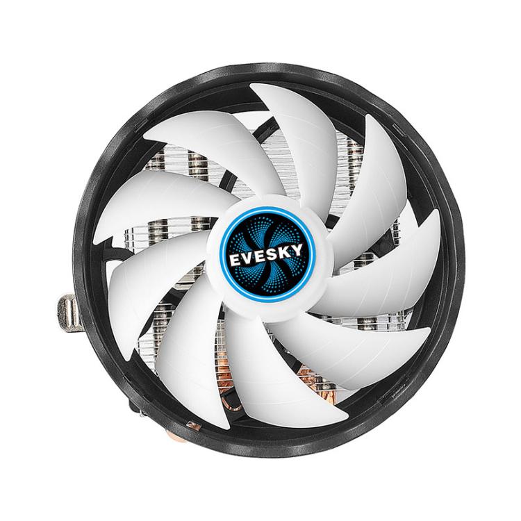 EVESKY  12cm RGB LED CPU Cooler with Dual Copper Heat Pipes Quiet Fan for Desktop Computers, 300