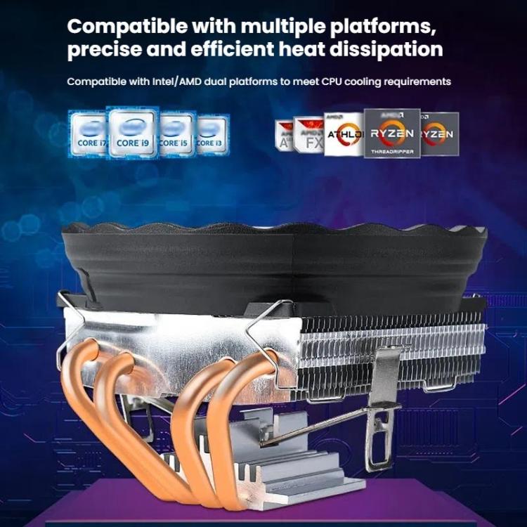 EVESKY  12cm RGB LED CPU Cooler with Dual Copper Heat Pipes Quiet Fan for Desktop Computers, 300