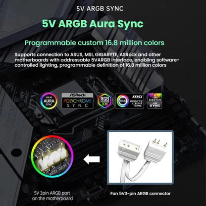 Prism 4RRO Computer Case Fan 12cm ARGB Sync PWM Quiet Cooling Fan