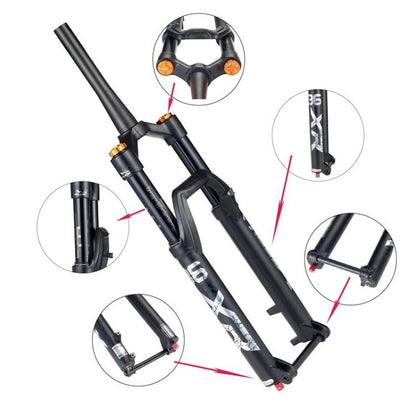 KRSEC XR36 Front Fork Straight Taper Tube Barrel Axle Mountain Bike Wire Damping Forks, 27.5 inch, 29 inch