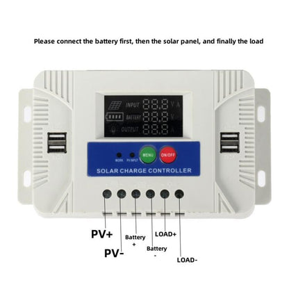 12V 24V Setup-Free Color Screen Luminous Display Solar Controller PV Solar Charge Controller, 10A, 20A, 30A, 40A, 50A, 60A