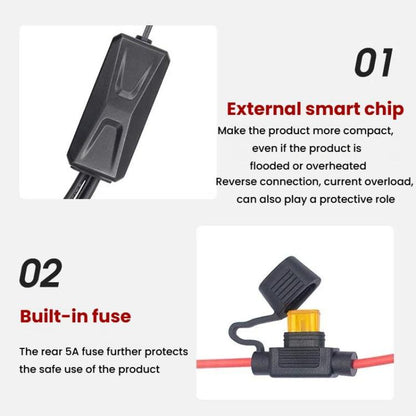 WUPP 2 in 1 QC3.0 Waterproof PD Fast Charging Motorcycle Mobile Phone USB Charger, CS-1849D1