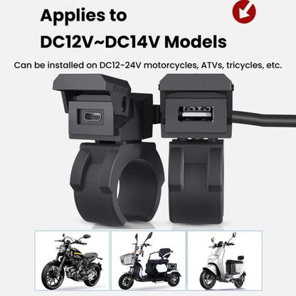 WUPP 2 in 1 QC3.0 Waterproof PD Fast Charging Motorcycle Mobile Phone USB Charger, CS-1849D1