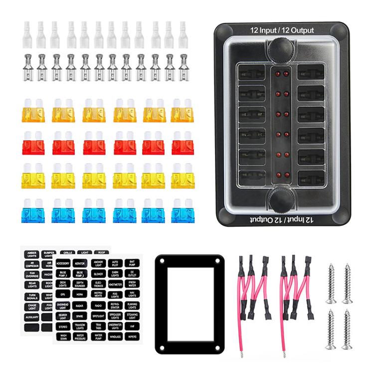 One In And One Out 12-Way Fuse Box LED Indicator With Sticker, ZH-1704B2