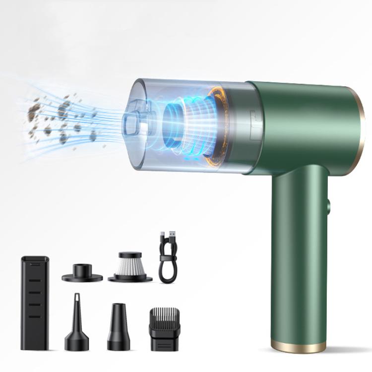 Portable Suction And Blow Extraction All In One Multi-Function Brushed Car Cordless Vacuum Cleaner, Black, Dark Green