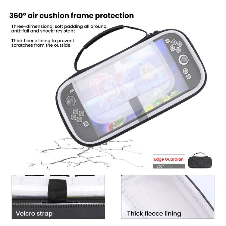 For Nintendo Switch 2 Storage Bag Portable O-Pattern Handbag, O-Pattern Fabric Gray, O-Pattern PU Black