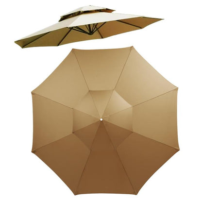 8-Rib Replacement Canopy For Outdoor Patio Umbrella Double Top Waterproof Sunshade Fabric, 2.7 Meters, 3 Meters