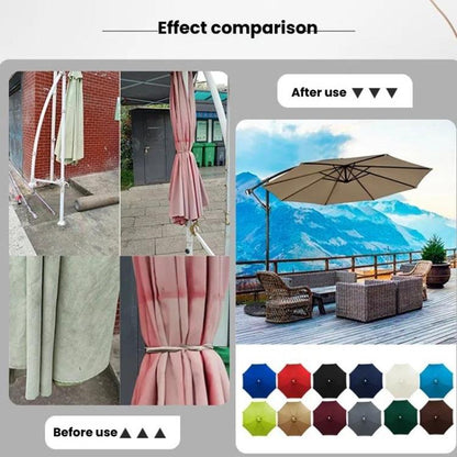 8-Rib Replacement Canopy For Outdoor Patio Umbrella Double Top Waterproof Sunshade Fabric, 2.7 Meters, 3 Meters