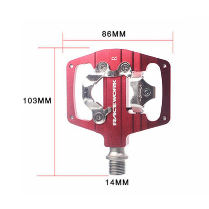 RACEWORK RK213 1pair Mountain Bike SPD + Flat Pedal Self-locking Dual-purpose Pedal