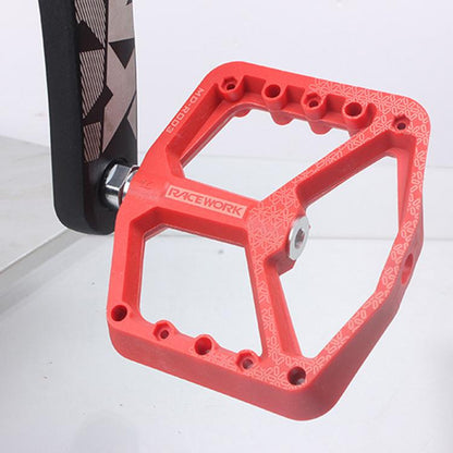 RACEWORK RK579 1pair Bicycle Wide Anti-slip Bearing Pedal Nylon Pedal