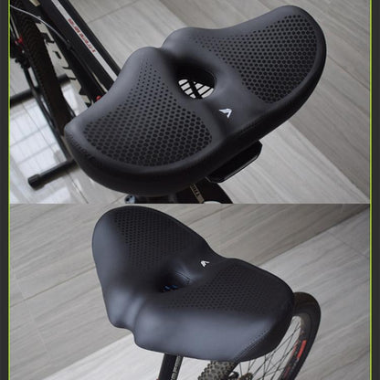 FMFXTRA Thickened Bicycle Saddle Mountain Bike Shaped Saddle, Black, Brown, Black+Tail Light, Brown+Tail Light