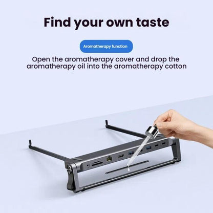 9 In 1 Hub Computer Stand Aluminum Alloy Folding PD Fast Charging With LAN Docking Station Laptop Bracket, 9 In 1 (Dark Metallic Color)