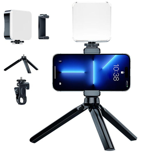 Selfie Fill Light 3 Color Temperature Clip On Lamp with PTZ & Tripod Kit, Battery Type, Rechargeable Type