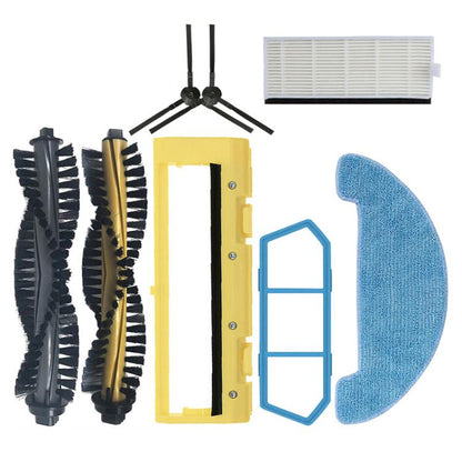 For ILIFE A4S / A40 / ECOVACS CEN550 Sweeping Robot Vacuum Cleaner Accessories, Main Brush (Yellow), Main Brush (Gray), Primary Filter (With Sponge), Filter (Single), Side Brushes (Pair), Main Brush Cover, Rag (Single)