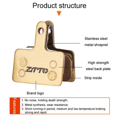 2pairs ZTTO Mountain Bike Full Metal Copper Base Lining Oil Disc Block Brake Pad, MJ-01B, MJ-01D, MJ-01E, MJ-01F, MJ-02A, MJ-02B, MJ-02D, MJ-02F, MJ-03F, MJ-04B, MJ-05B, MJ-05C, MJ-07B, MJ-07C, MJ-07C With Hole, MJ-08A, MJ-08B, MJ-11A, MJ-11C, MJ-11D...