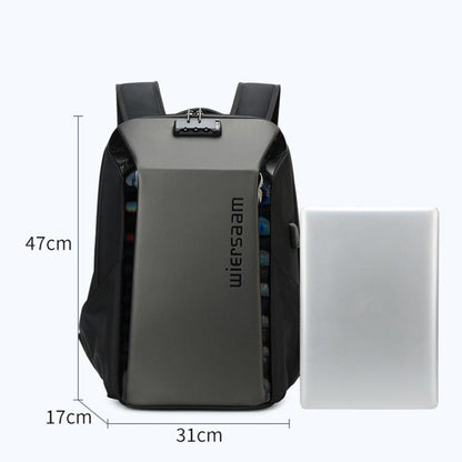 Wiersaam WY1350 Men Anti-Theft Business Backpack Laptop Bag For Travel With Password Lock, WY1350 Gray