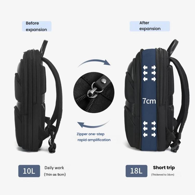 Men Expandable Waterproof Lightweight Laptop Backpack With Floating Zipper, Tigernu T-B9121  15.6 Inch, Tigernu T-B9121  17 Inch