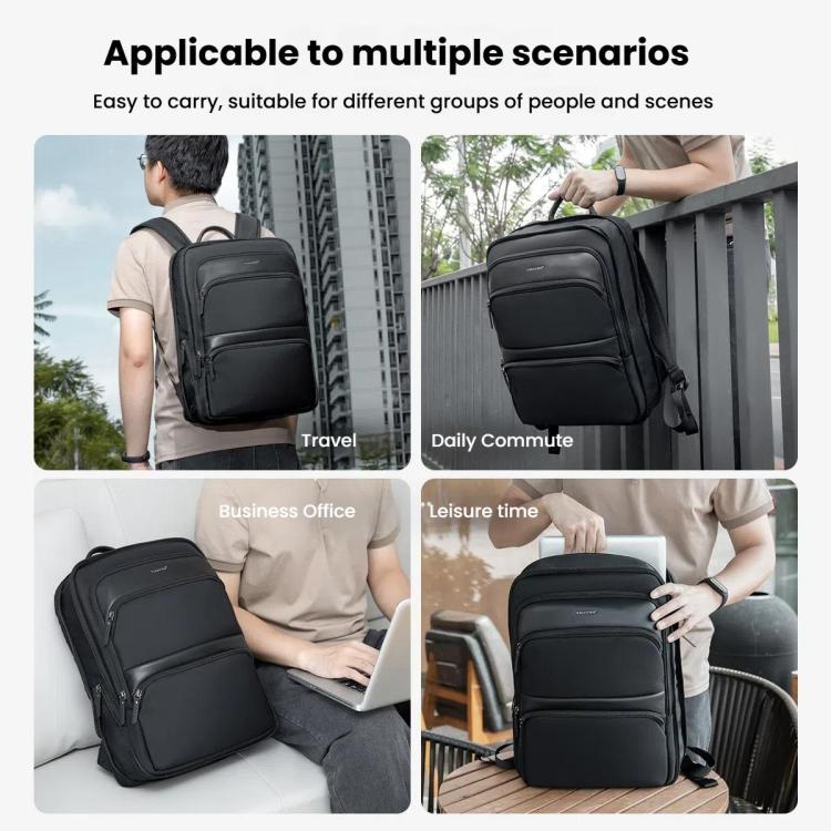 Men Expandable Waterproof Lightweight Laptop Backpack With Floating Zipper, Tigernu T-B9121  15.6 Inch, Tigernu T-B9121  17 Inch
