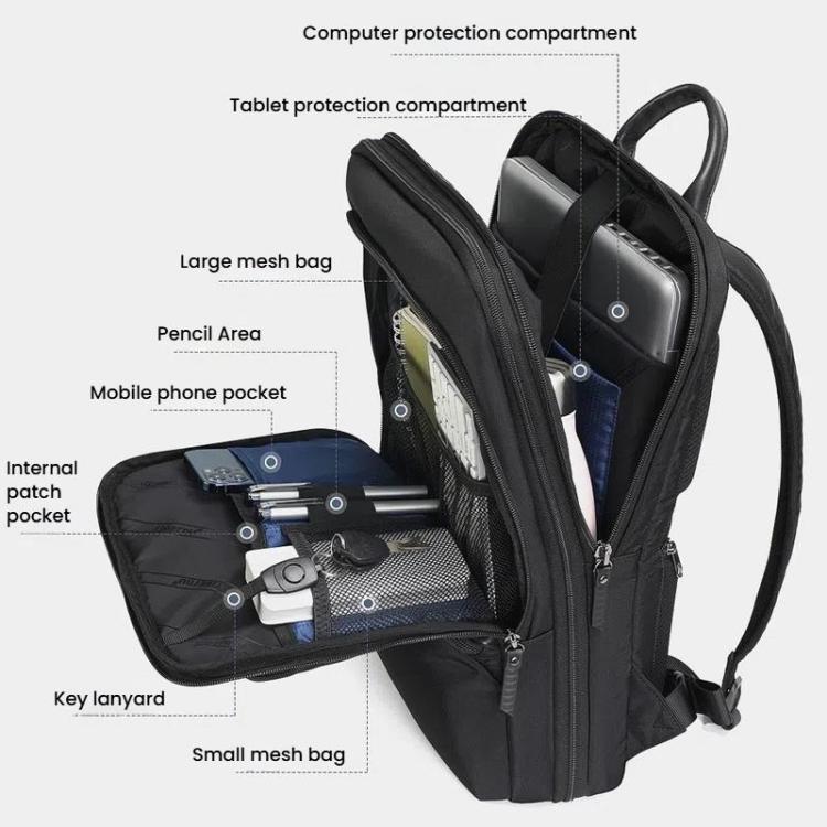 Men Expandable Waterproof Lightweight Laptop Backpack With Floating Zipper, Tigernu T-B9121  15.6 Inch, Tigernu T-B9121  17 Inch