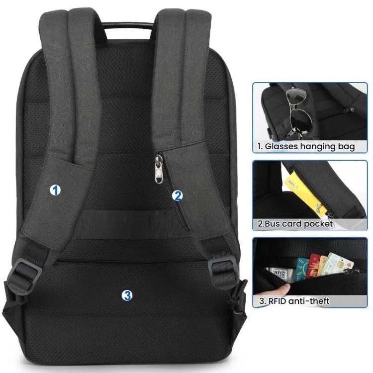 Men Anti-Theft Laptop Backpack with USB Charging Port, Headphone Hole & Comfort Shoulder Straps for Travel, Work Commute, Tigernu  15.6-inch Standard, Tigernu 19-inch Expandable