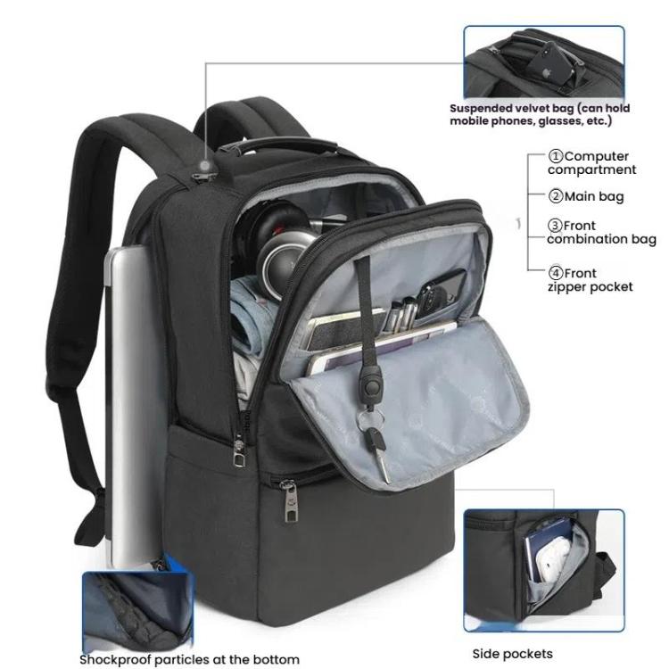 Men Anti-Theft Laptop Backpack with USB Charging Port, Headphone Hole & Comfort Shoulder Straps for Travel, Work Commute, Tigernu  15.6-inch Standard, Tigernu 19-inch Expandable