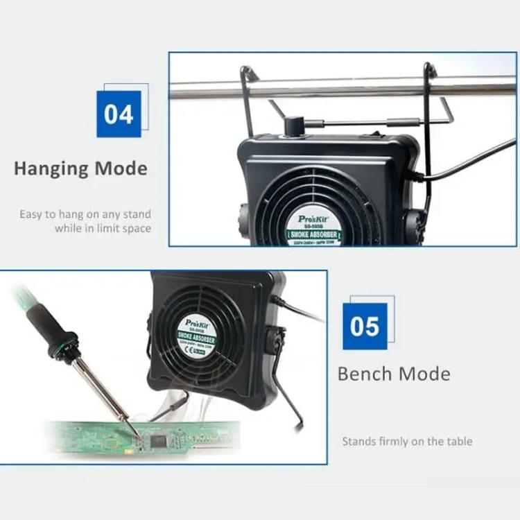 ProsKit SS-595H  Soldering Fume Extractor With Blowing/Suction, Adjustable Wall/Desk Mount -