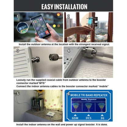 Triple-Band 900/1800/2100 Mobile Phone Signal Reception Booster Amplifier, UK Plug, US Plug, EU Plug